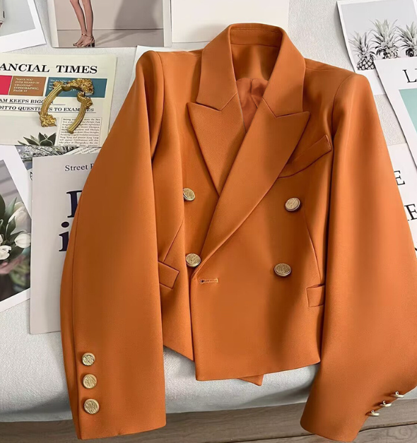 Double-breasted Orange Blazer With Gold Buttons on Luulla