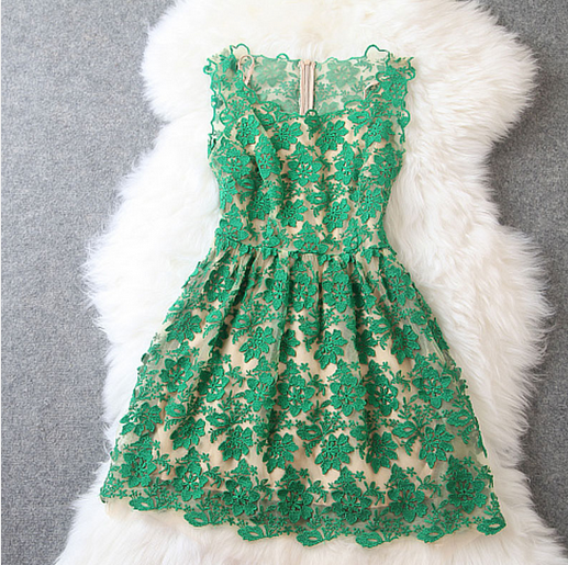 Nice Unique Soluble Flower Embroidered Dress