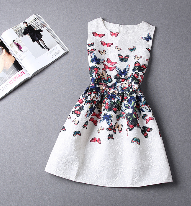 Fashion Jacquard Printed Sleeveless Dress Gf32416jhu