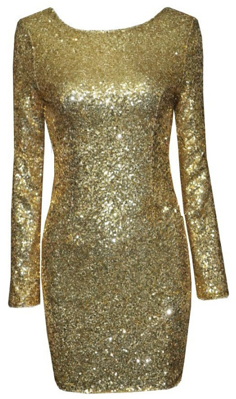 Sexy Long-sleeved Sequined Package Hip Dress Fg51917jh on Luulla