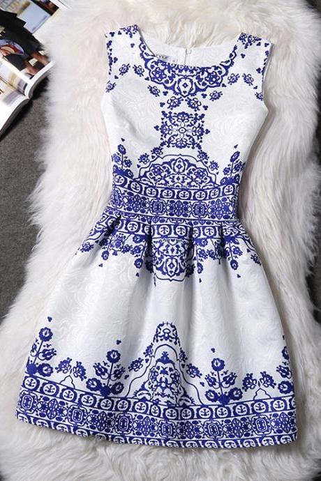Fashion Printing Vest Sleeveless Dress Gf51606ds