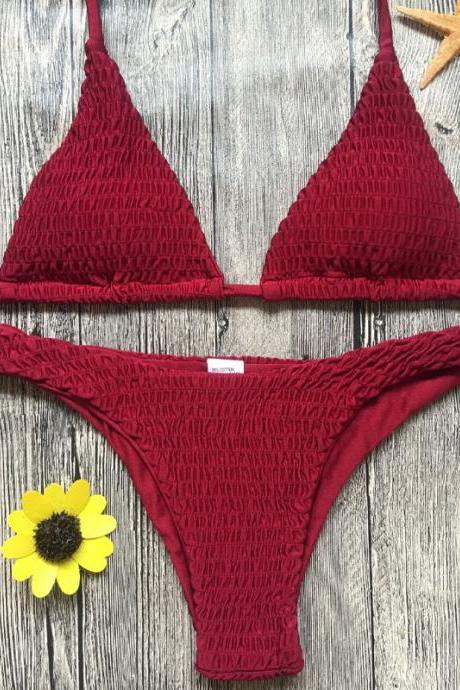 2018 Sexy Solid Color Bikini Swimsuit