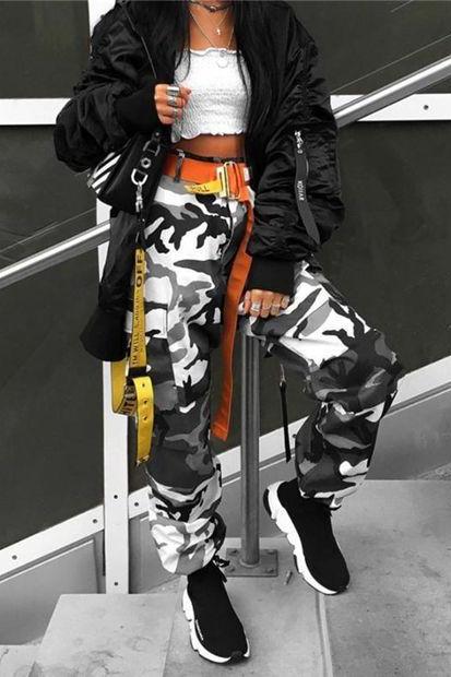Women Casual Fashion Camouflage Print Leisure Pants Trousers