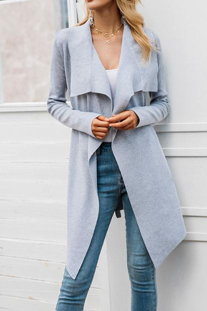 Solid Color Long Sleeve Cardigan Coat