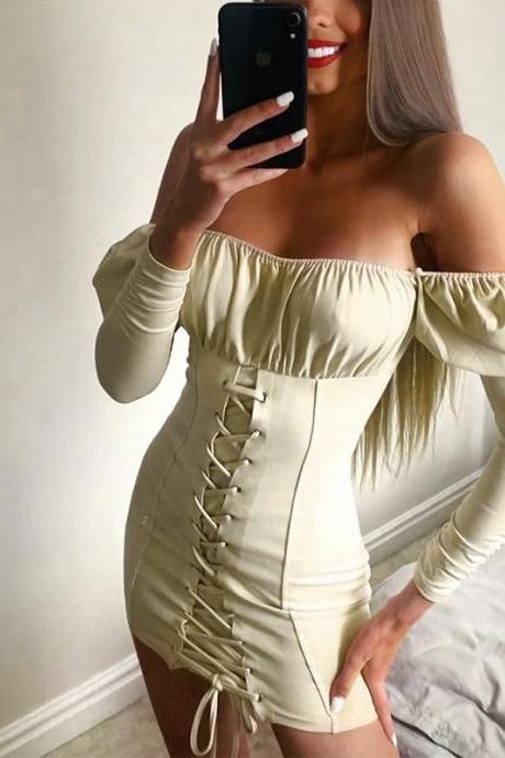 Sexy One Shoulder Long Sleeve Hip Dress