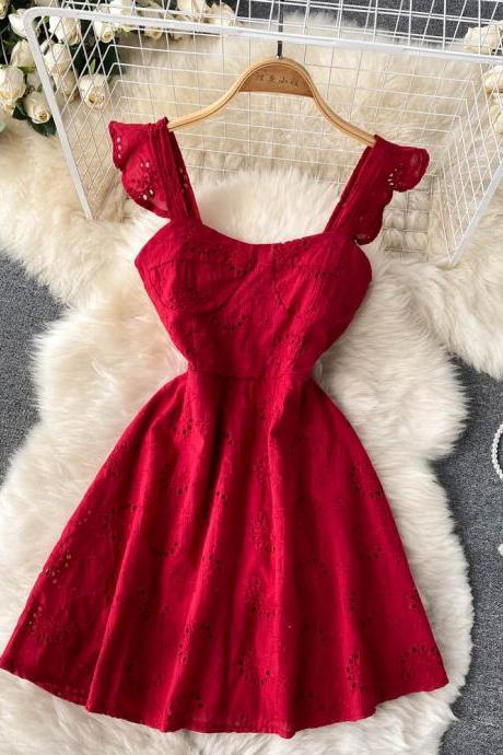 Vintage Embroidered Backless Sling Dress