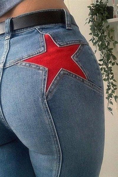 Retro Pentagonal Trousers Casual Jeans