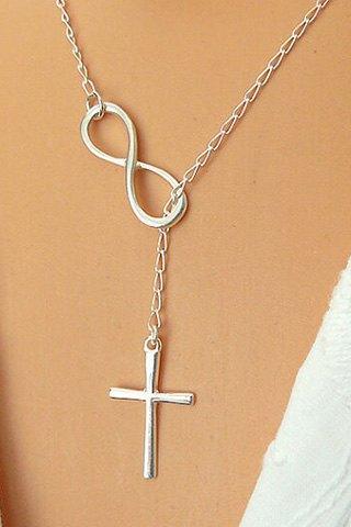 Infinity And Cross Charmed Layered Silver Necklace