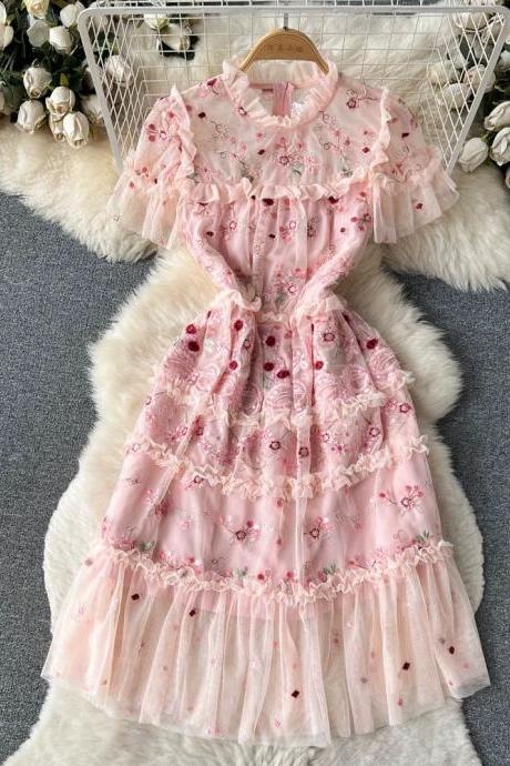 Embroidery Sweet Princess Pleated Dress