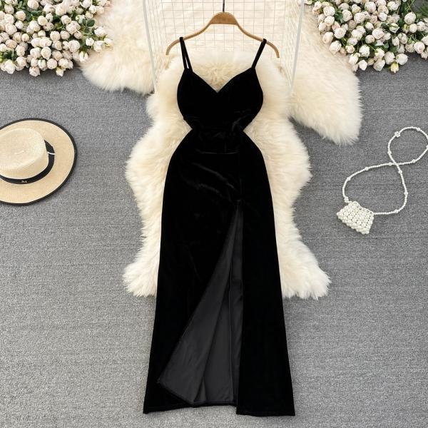 Fashion Sexy Velvet Long Dress 