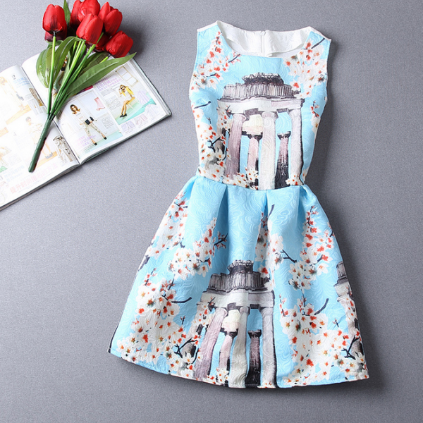 Slim Jacquard Printed Sleeveless Dress Fh32413jhu on Luulla