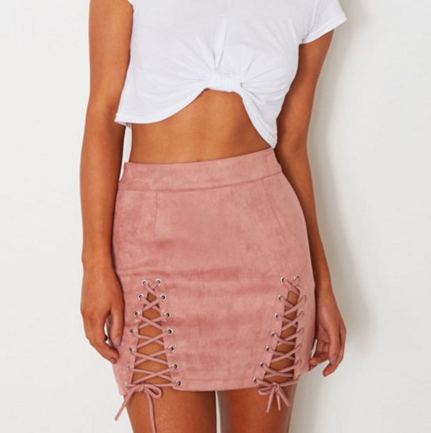Sexy Fashion Suede Side Lace Up Type Hollow Skirt on Luulla