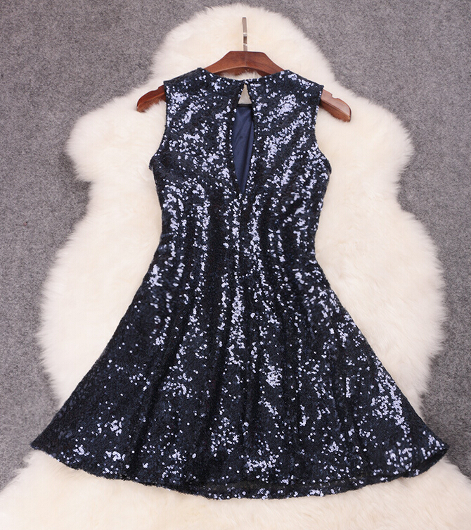 Sequined Sexy Halter Neck Fitted Mini Dress main image 0