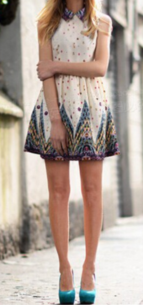 plaid doll collar long-sleeved A-line dress with stylish design main image 0
