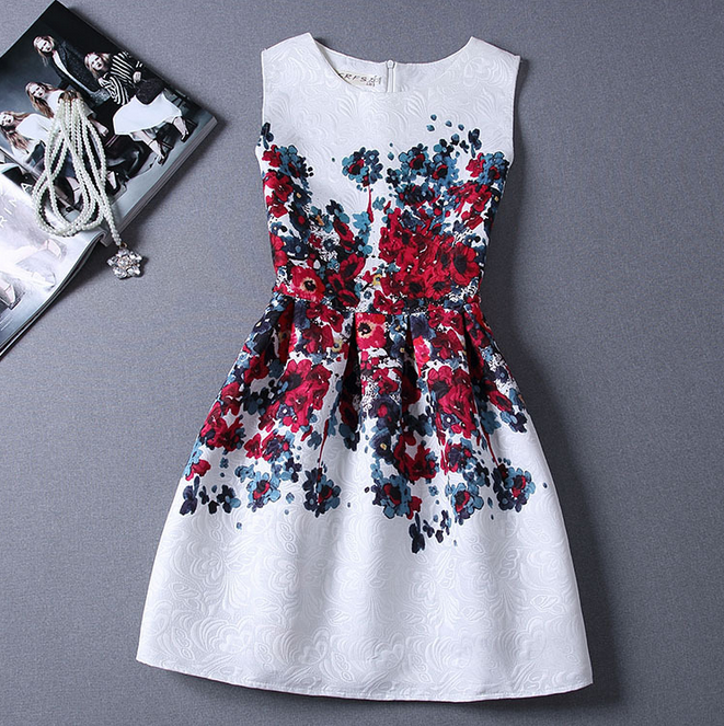 Slim Sleeveless Vest Printed Dress Fg42913jh on Luulla