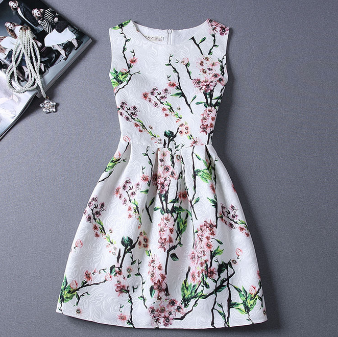 Retro Print Sleeveless Vest Dress Fg42915jl on Luulla