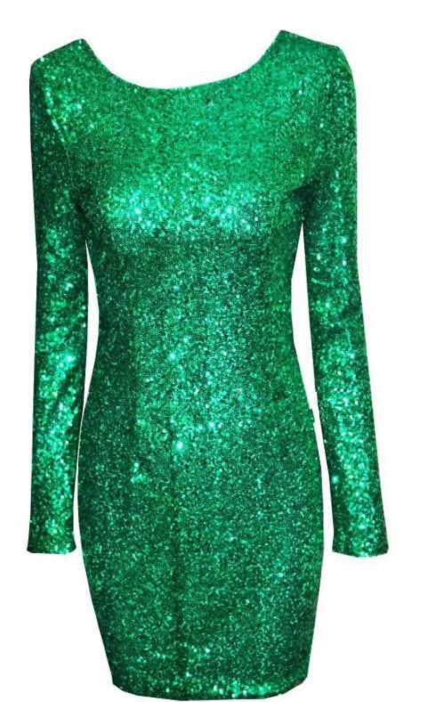Sexy Long-sleeved Sequined Package Hip Dress FG51917JH on Luulla